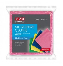 Салфетки из микрофибры PRO service Standard 30*30 см, для стекла микс, 4 шт. 18303650